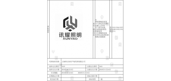 上海燈具商標注冊案例